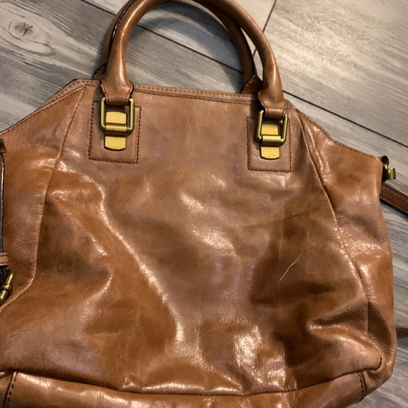 Elliott Lucca calf skin light tan cross over bag. Faro city satchel bag. - Picture 4 of 8